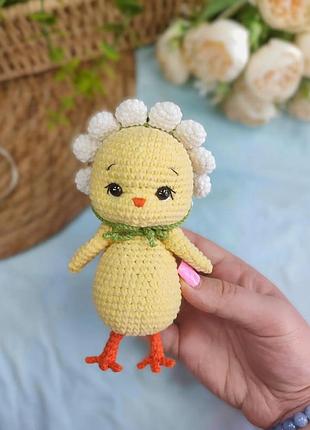 В'язане курчатко з ромашкою 🐥🌱🌼 3