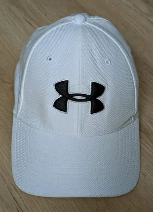 Кепка under armour blitzing біла, stretch-fit m/l, оригінал 3