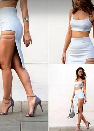 Замшевая юбка карандаш с вырезом maniere de voir
