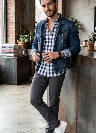 Стильна сорочка zara man в клітинку (superslim fit)
