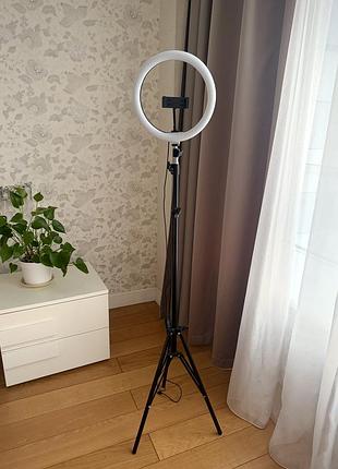 Кільцева led лампа зі штативом та тримачем для телефону, 3 режими світла