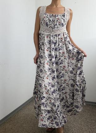 Sunday mi amor anthropologie sunday жіноча довга сукня в бохо стилі з мереживом
