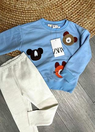 Zara класний брендовий комплект з вишитими ведмедиками 🐻