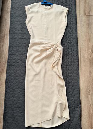Сукня zara бежева зі штапелю з віскозою, розмір s