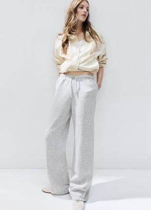 Штани спортивні широкі на тонкому флісі сірий меланж h&m