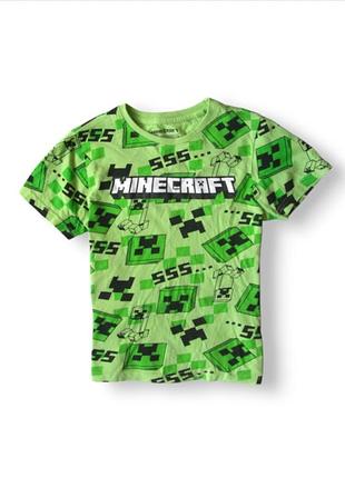 Зелена дитяча бавовняна футболка з принтом майнкрафт крипер creeper minecraft для хлопчиків primark 6-7 років