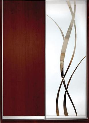 Шкаф купе luxe studio стандарт-2 дсп/зеркало с пескоструем 1200x2200x450 двухдверный (85103)