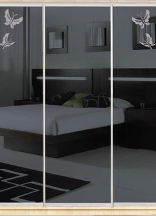 Шкаф купе luxe studio стандарт-1 тонированное зеркало с пескоструем-5 2400x2000x450 трехдверный (31984)