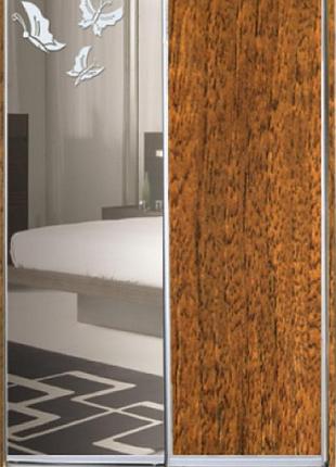 Шкаф купе luxe studio стандарт-1 дсп/зеркало с пескоструем-5 1200x2100x600 двухдверный (22099)