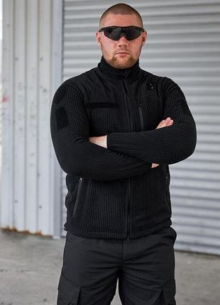 Тактическая флисовая кофта вафелька military black (черная)