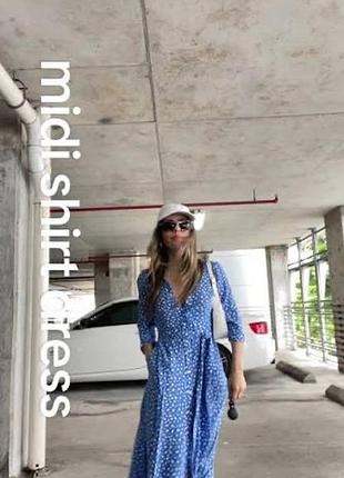 Сукня zara міді блакитна синя літня 3