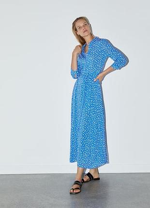 Сукня zara міді блакитна синя літня