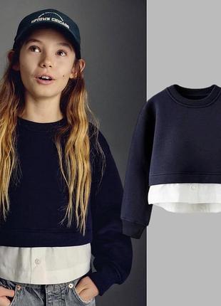 Світшот з емітацією рубашки 140 см на флісі zara
