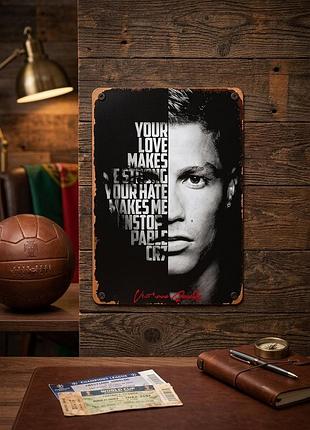 Металева вінтажна табличка "криштіану роналду/cristiano ronaldo/cr7/ футбол", постер, 14х20 см