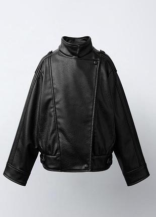 Новинка! стильна осіння шкіряна куртка-косуха zara для дівчинки.