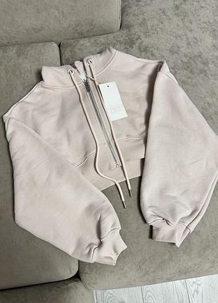 Кроп худі zara рожеве, кроп худі zara, зара худі, зіпка зара, кофта вкорочена