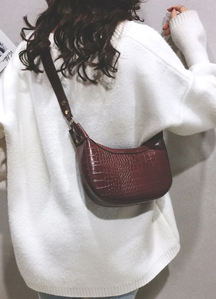 Сумка сумочка седло под винтаж с широким ремнем новая коричневая1 фото