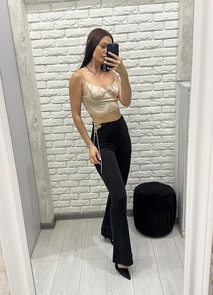 Брюки кльош шнуровка стрази 3