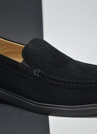 Мужские модные замшевые туфли лоферы мокасины черные l-style 23454