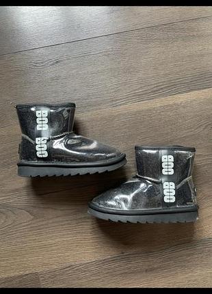 Угги уги ugg clear mini силікон овчина непромокаючі чорні  31 р 18,5 -19 см устілка мах
