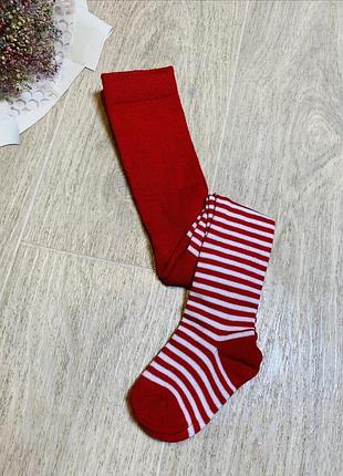 Дитячі демісезонні колготи для дівчинки 9/12 місяців (80 см) primark червоні біла смужка