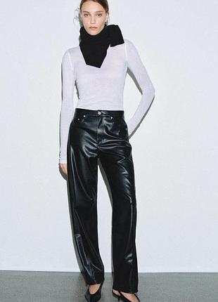Брюки ankle relaxed с эффектом кожи zw collection