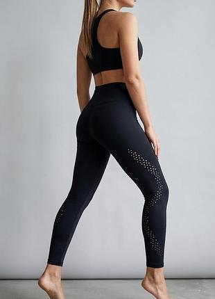 Спортивные трикотажные леггинсы лосины с перфорацией shein