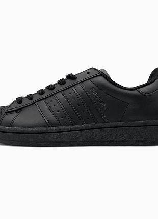 Жіночі кросівки adidas superstar black адідас суперстар чорного кольору