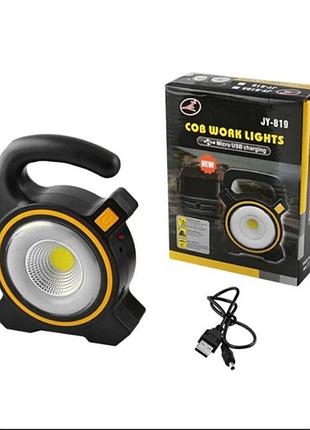 Фонарь на солнечной батарее с usb. jy-819 ручной фонарик на аккумуляторе + powerbank