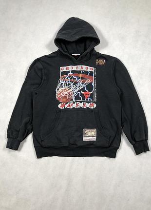 Худі mitchell & ness chicago bulls hardwood classics / чорне кофта з капюшоном m