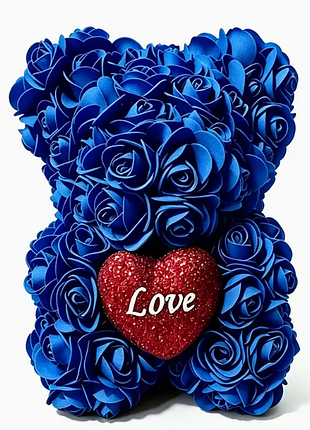 Подарунковий ведмідь із троянд із серцем love 19cm