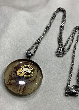 ✨⚙️💀 ефектний стімпанк кулон з черепом та справжніми шестернями 💀⚙️✨