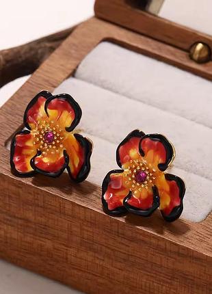 Сережки екзотична квітка ніжні