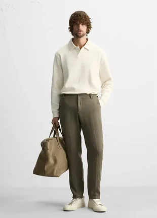 Мужские льняные брюки zara regular fit linen trousers - s