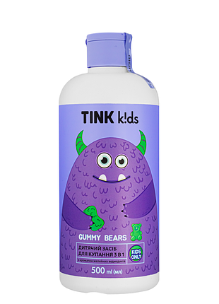 Детское средство для купания от 3 лет tink kids gummy bears 3 в 1 без слез 500 мл