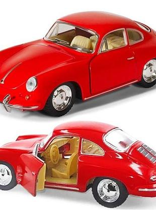 Машинка металева porsche 356 b carrera 2 kinsmart 1:32 інерційна kt5398w колір червоний