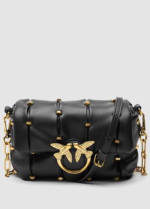 💎 pinko black quilted leather love mini puff staples 21 х 15 х 8 см