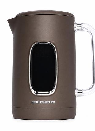 Електрочайник grunhelm eks-26713br 1,7 л 2200 вт коричневий з терморегулятором та дисплеєм