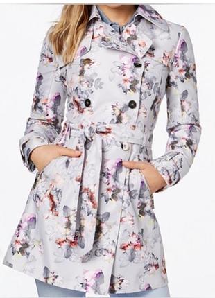 Женский тренч плащ guess с цветочным принтом, демисезонный,р.l