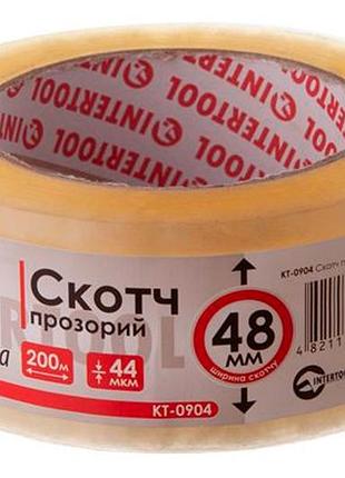 Скотч intertool 48 мм х 200 м х 52 мкм прозорий (kt-0904) (3 шт.)