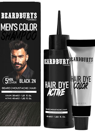 Набір для фарбування для волосся бороди та вусів 2n чорний new beardburys, (30 мл/45 мл)
