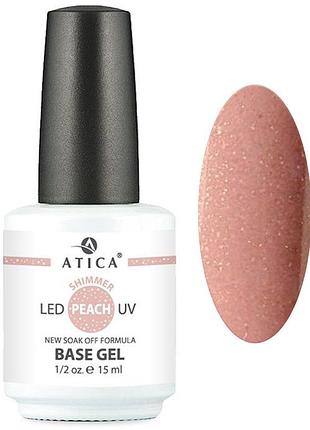 База камуфлювальна із шимером base gel peach shimmer atica, 15 мл