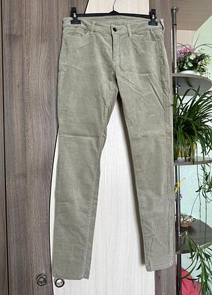 Вельветові штани uniqlo slim fit s/m чоловічі бежеві стрейчеві штани брюки uniqlo оригінал