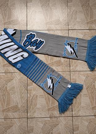 Хоккейный шарф tampa bay lightning florida blue promo knit scarf gray blue fringe nhl hockey