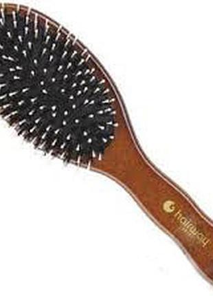 Щетка массажная овальная, подушка черная, щетина дикобраз+ штифты плас. hairway