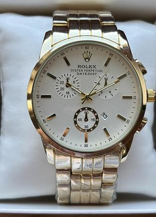 Супер хит! мужские часы rolex на браслете золотого цвета с датой