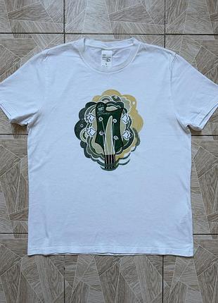 Футболка y2k rare nudie jeans co roy bas graphic t shirt men l white portugal cotton tee