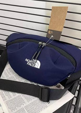 Чоловіча сумка через плече, сумка-бананка the north face, темно-синя