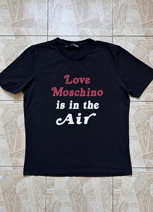 Футболка rare y2k love moschino is in the air graphic t shirt men black size xxl logo tee