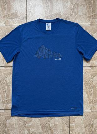 Футболка outdoor y2k salomon advancedskin activedry men xl blue trail running graphic tee